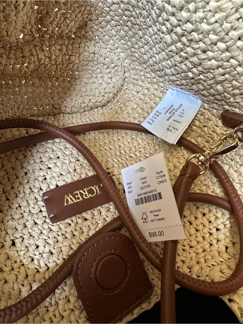 J. Crew Small handknotted straw tote - Natural Straw - Picture 5 of 6